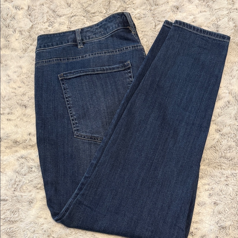 Lane Bryant Dark Blue Denim Jeans with Animal print distressed front 22